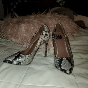 Faux snakeskin heels